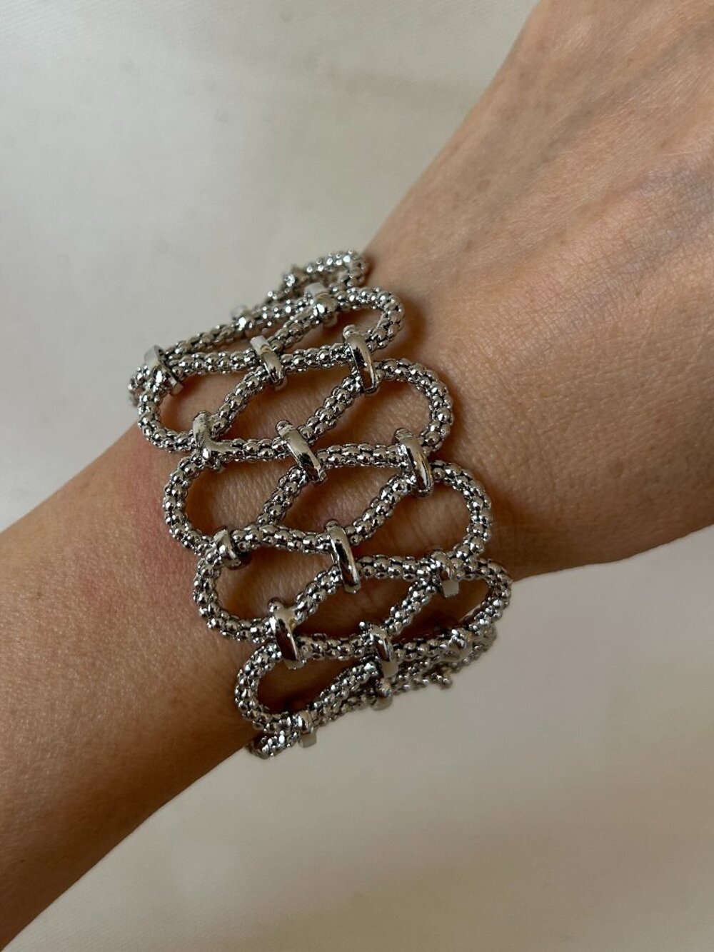 Cookie Lee Silver-Tone Textured Link Toggle Bracelet - NWT